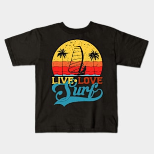 Cool Retro Live Love Surf Kids T-Shirt